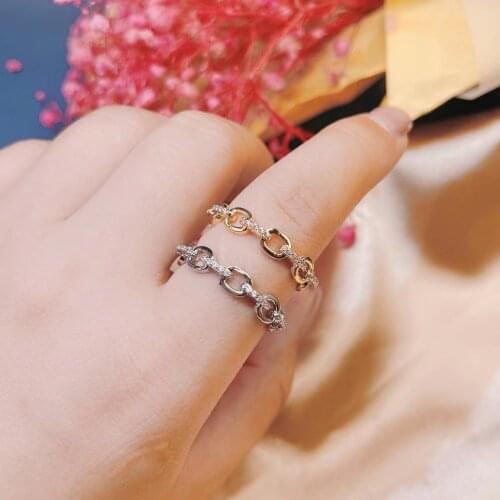 Trendy Link Chain Ring for Women Wedding Cubic Zircon Finger Rings Beads Charm Ring Bohemian Beach Jewelry Gift J1972