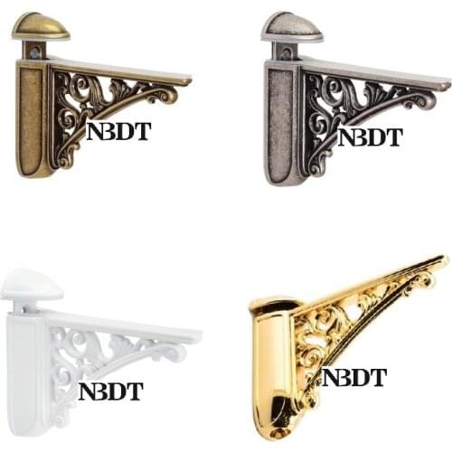 2Pcs European Classic Zinc Glass Wooden Wall Mount Floating Shelf Bracket Holder Support Antique Silver Bronze Gold White