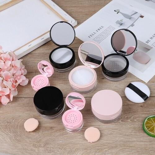 7Styles Cosmetic Sifter Loose Jar Travel Makeup Container Portable Plastic Powder Box Empty Loose Powder Pot With Sieve Mirror