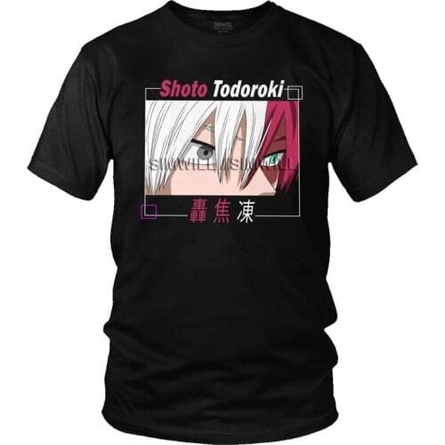 Boku No Hero Academia Shoto Todoroki Tshirt Men Graphic Tees Top 100% Cotton T Shirts Short Sleeve Anime Manga Lover T-shirt