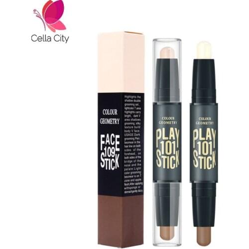 Cellacity Women High Gloss Repair Stick Female Double End Dual Use Nose Shadow Repair Highlight Powder Concealer Shadow Face