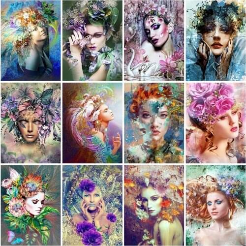 5D DIY Diamond Painting Full Drill Woman Girl Portrait Diamond Mosaic Stitch Interior Painting Art Picture Handicraft Home Decor