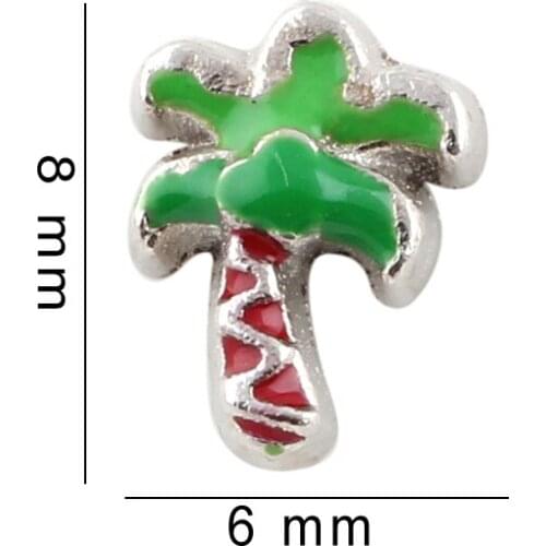 F538 Newest 20Pcs/lot Enamel Coconut Tree Charms Fit Floating Glass Memory Living Locket Pendant