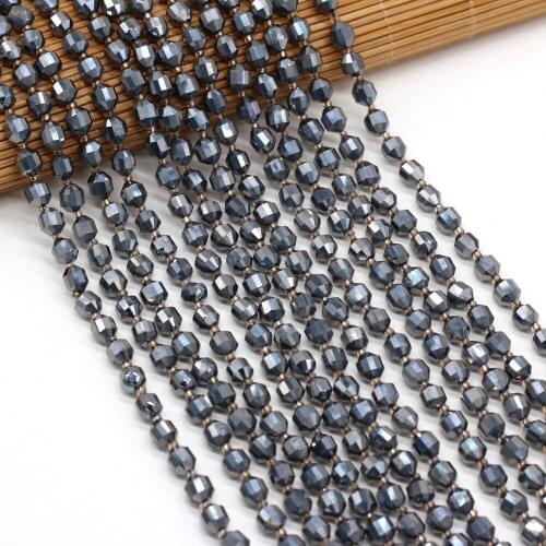 Beaded Natural Stone Faceted Beaded Fashion Irregular Round Hematite Beads for Jewelry Making DIY Bracelets Accessories 6mm