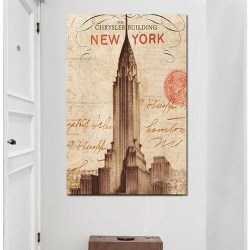 New York Paris Eiffel tower Roman Colosseum Canvas Paintings World Famous Tourist Attractions Wall Art Pictures For Home Decor