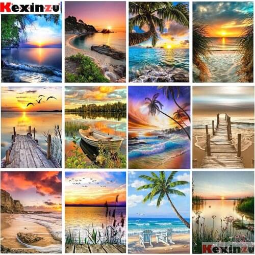 KEXINZU Full Square Diamond Painting Waterfall 5D DIY Diamond Embroidery Mosaic Landscape Art Kits Home Decoration