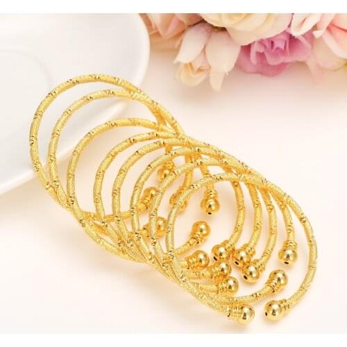 Small lovely 24k Gold Dubai Africa Bangle Arab Jewelry Gold Charm girls India anklet Bracelet Jewelry For Kidsbaby birthday Gift