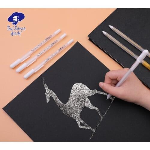Paul Rubens White/Silver/Gold Highlight Pen Sketch Marker Comic 0.8mm Art Highlight Pen Painting Supplies