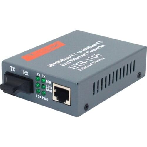 100M Multimode Dual-core Optical Fiber Transceiver Dual-mode Optical Fiber RJ45 Connector Network Converter HTB-1100