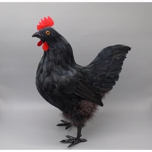 1:1 simulation chicken black hen model polyethylene&feathers standing hen large 40x39cm,home decoration gift b0388