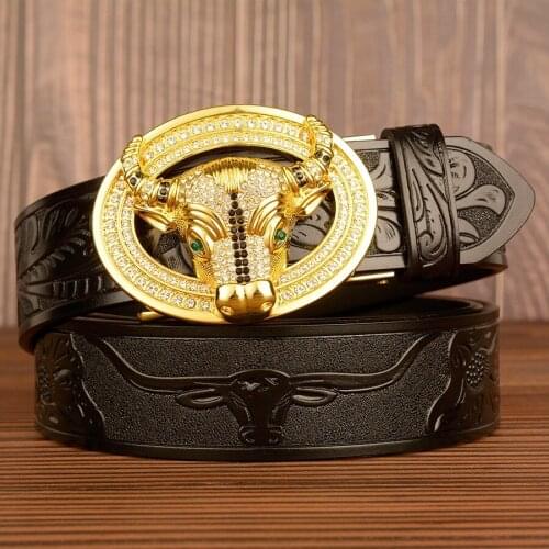 Arrogant arrogant automatic buckle mens belt real cowhide personality leisure belt male ox zodiac belt
