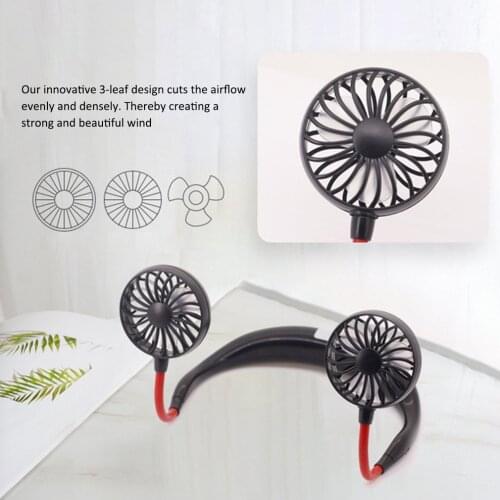 Air Conditioner Small Neck Band Portable Mini Air Fan With Dual Fan USB rechargeable Cooler Fan Lazy Fan