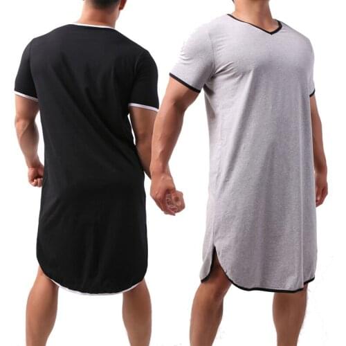 Mens Sleep Robes Cotton One-Pieces Nightgown Bathrobe Spa Short Sleeve Pajamas Comfortable Mens Bathrobes Sleepwear Nightwear