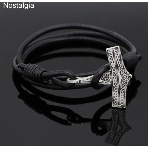 Nostalgia Thor Hammer Norse Vikingos Accessories Jewelry Scandinavian Pagan Talisman Bracelet Amulet Jwelry For Women Men Bangle