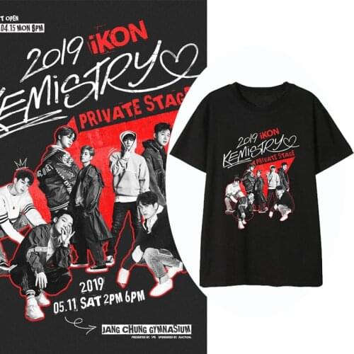 New Korean Fashion KPOP IKON Album NEW KIDS CONTINUE O-Neck Hip Hop Tshirt T Shirts Short Sleeve Tops T-shirt Streetwear Shirts