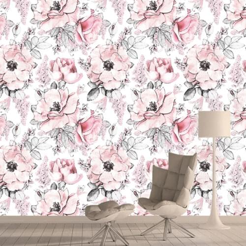 Retro Wallpapers for Living Room Pink Floral Blossom Bathroom Removable Murals 3d Wall Panel Pvc Self Adhesive Papers Home Decor