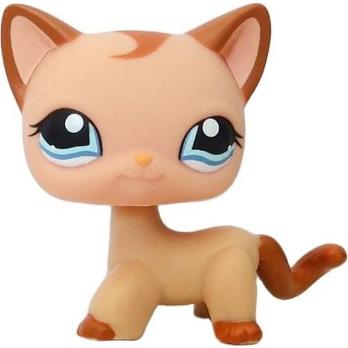 LPS CAT original short hair cat #1024 mini pet shop cute toys standing Brown Curl Mocha Tan kitty cute kid gifts free shipping