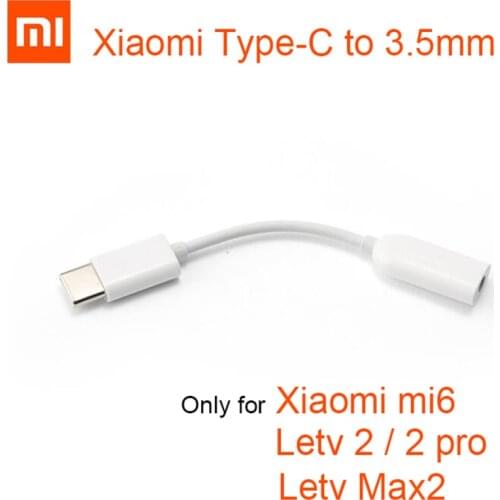Original Xiaomi Type-C to 3.5mm Earphone cable Adapter Type C USB-C male to 3.5 AUX audio female Jack for Xiaomi 6 Letv 2 pro