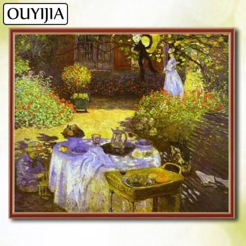 OUYIJIA Monet 5D DIY Diamond Famous Painting Courtyard Scenery Embroidery Painting For Sale Picture Of Rhinestone Diamond Mosaic
