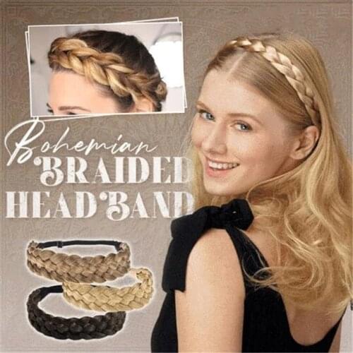 Classy Boho Braided Headband for Women Elastic Chunky Hair Braid Elastic Stretch Hairpiece Plaited Headbands Charm Gift