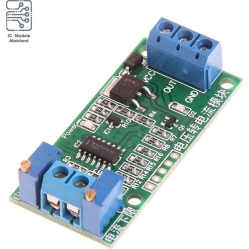 DC 7-30V Current Signals Transmission Converter Module 0-2.5V/3.3V/5V/10/15V/24V to 0-20mA 4-20mA Voltage to Current Transmitter