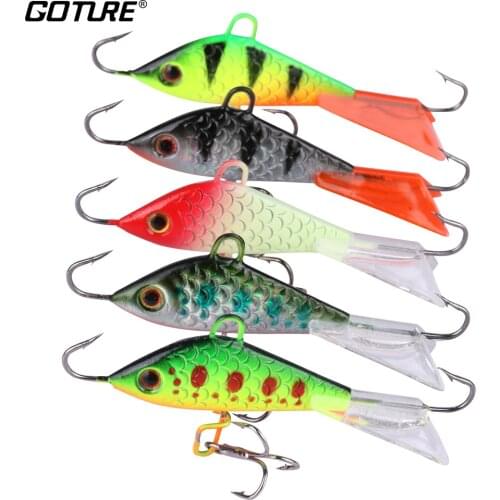 Goture 5pcs/lot Winter Ice Fishing Lure Balancers 53mm 7.37g Swimming Shad Vertical Jigging Fishing Artificial Bait For Perch