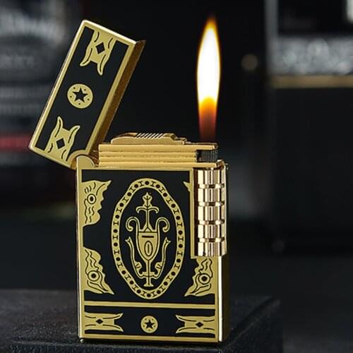 Three-dimensional Carving Pattern Simple and Fashionable Butane Gas Lighter Cigar Wormwood Cigarette Lighter Flint Open Flame