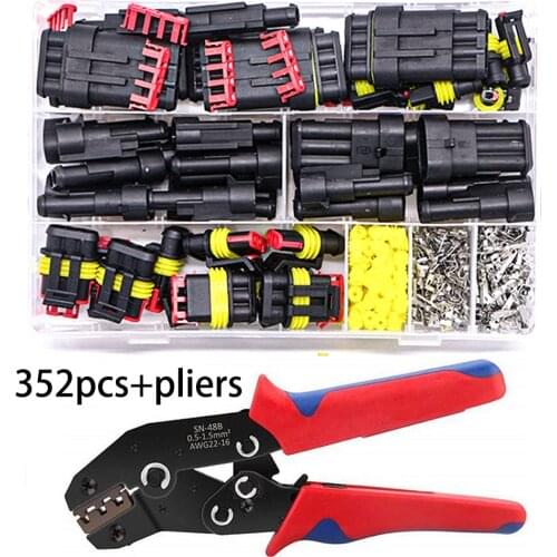 Dropship 352pcs HID Waterproof Connector Plug and plugWire Connector Car Electrical Wire Connector 1/2/3/4 Pin 26 Sets 300V 12A