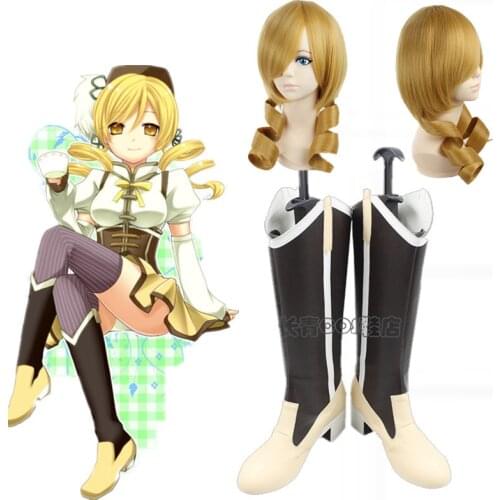Puella Magi Madoka Magica Mami Tomoe Cosplay Boots Custom Made Shoes Mami Tomoe cosplay wig hair Halloween cosplay props Boots