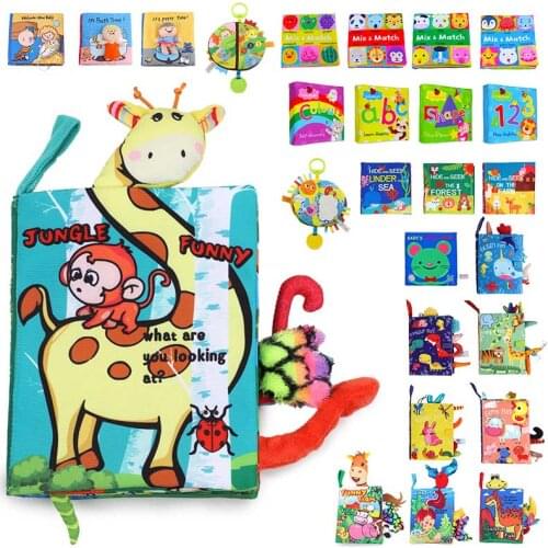 Early Cartoon Animal Tail Soft Cloth Book Newborn Baby Development Enlightenment Puzzle Toys Multi-function Bed Bumper Gift