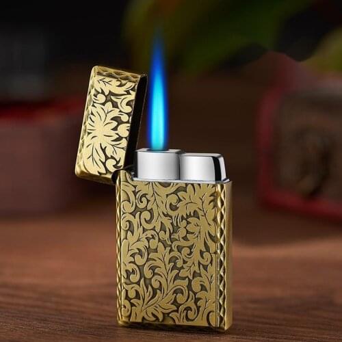 Embossed Lighters Windproof Blue Flame Stainless Steel Portable Lighter Gadgets For Men Sound Personalized Creativity Mens Gift