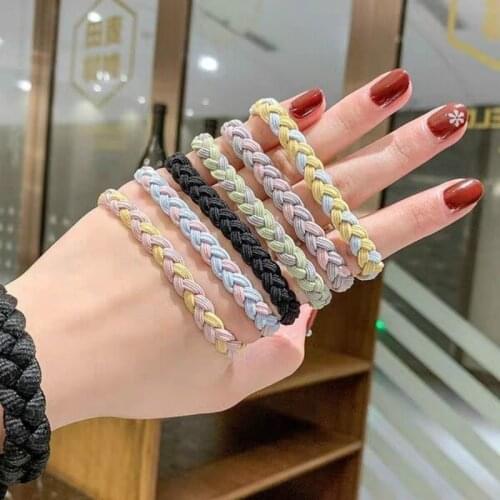Hair Rope High Elastic Hair Tie for Boyfriend Small Leather Case Rubber Band Female Braided Hair Rope Couple Bracelet Dual-use