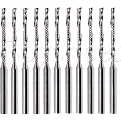 Silver CNC Carbide One Flute Spiral Bit Cutting Tools 10pcs CED 2mm CEL 22mm