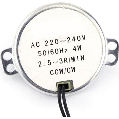 New 220-240V AC Synchronous Rotary Motor Geared Motor 4W CW/CCW 2.5-3RPM Motor engranado