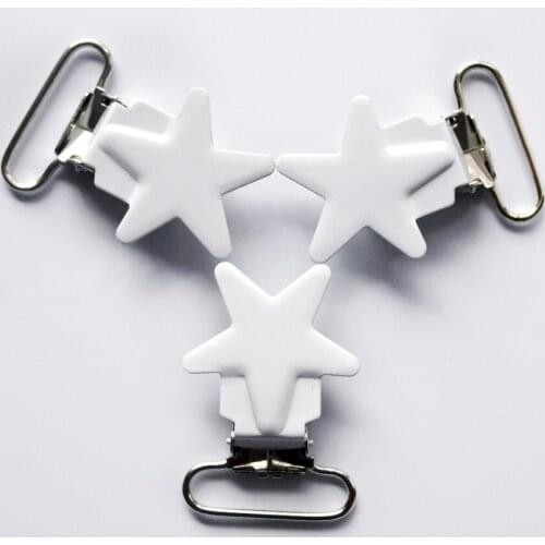 Sutoyuen 50 Pcs White Star Shap Metal Pacifier Clips Dummy Holders Baby Pacifier Clip Attache Sucette Baby Suspender Clips