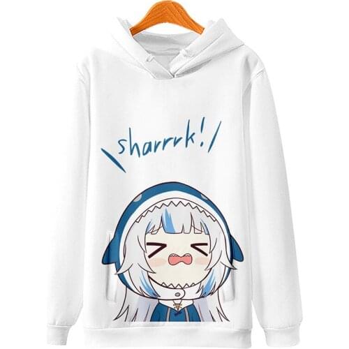 2021 New Arrival Gawr Gura Hoodie 3D Sweatshirt Long Sleeve Women Men Tracksuit Harajuku Streetwear Hip Hop Casual Clothes