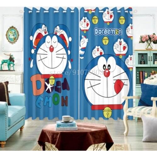 Customized Pattern Childrens Curtain Cartoon Doraemon Boy Bedroom Blackout Floating Curtain Doraemon Theme Room