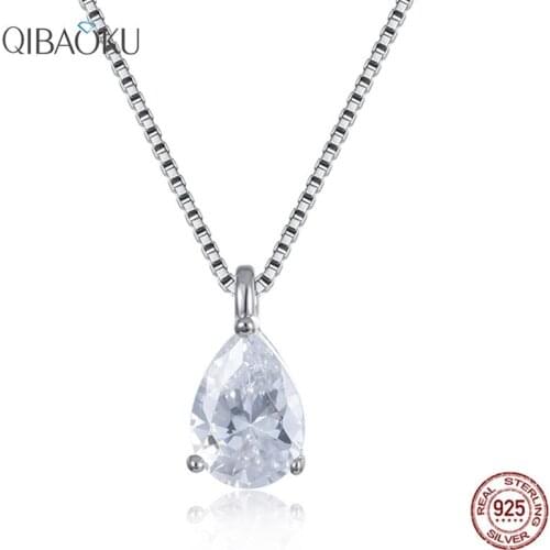 925 Sterling Silver Pendant Necklace Zircon Stone Shiny Jewelry for Women New Silver Chain Wedding Fine Necklaces