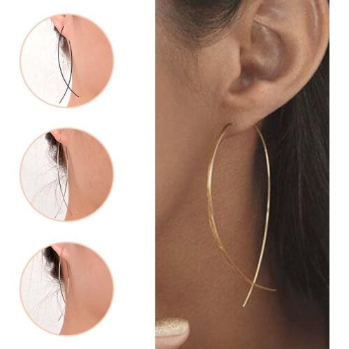 1 Pair Women Earrings 2021 Trend Simple Linear Chain Earrings For Ladies Jewelry Gifts Vintage Korean Fashion Unusual Earrings