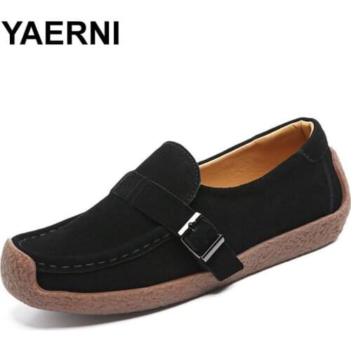 YAERNI 2021Spring Women Flats Shoes Woman Platform Slip on Flats Sneakers Women Suede Ladies Tenis Loafers Moccasins Casual Shoe