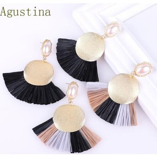 2019 Pearl Earrings For Women Black Punk Earings Tassel Earing Rattan Bohemian Fashion Jewelry Long Dangle Big Drop African cc