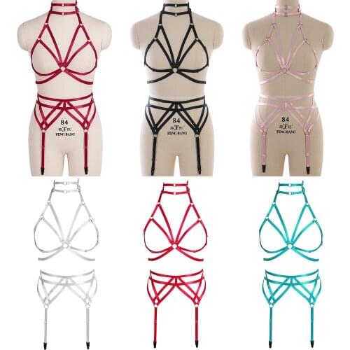 Fetish Harajuku Harness Cage Bra Sculpting Suspenders Belt Full Body Harness For Women Chest Harness Women Sexy Lingerie Bondage