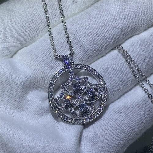 Fashion Art Big Tree shape Pendants 100% 925 Sterling silver AAAA zircon Wedding Pendant with Necklace for women Bridal jewelry