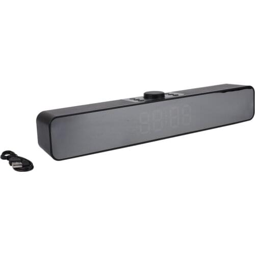 Sound Bar with Alarm Clock and LED Light,Wireless Bluetooth Speaker,Home Audio Sound Bars for TV Small Soundbar