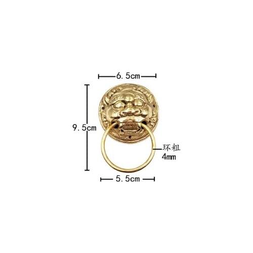 01 Antique Brass animal head door ring old tiger head Unicorn door handle decoration villa glass door