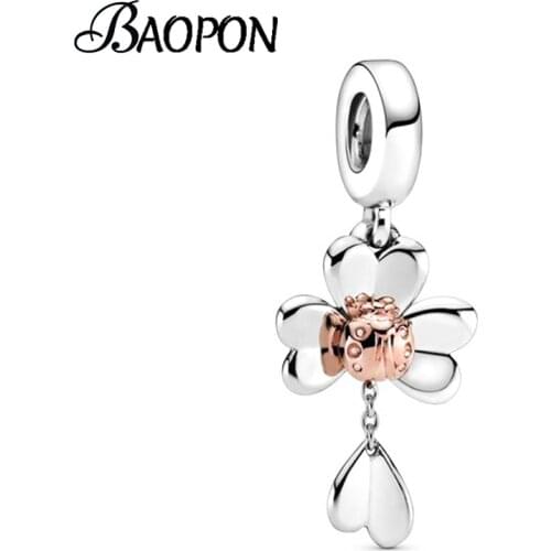 2Pcs/Lot NEW Clover and ladybug Charms Beads Pendant fit Brand Bracelets Necklace for Women Kids Fashion Jewelry Making Gift