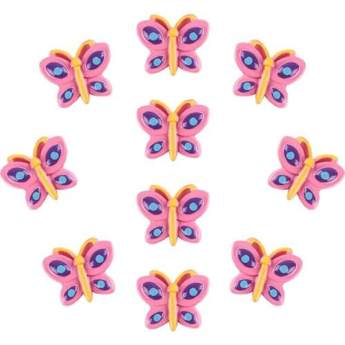 50pcs Cute Pink Butterfly Resin Scrapbooking Hair Bow Clip Center Crafts Embellishment Charms Cabachons