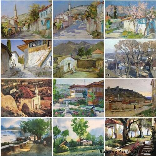 5D Diy Diamond Painting Town Landscape Full Round Square Drill Embroidery Cross Stitch Kits Vintage Mosaic Pictures Home Decor
