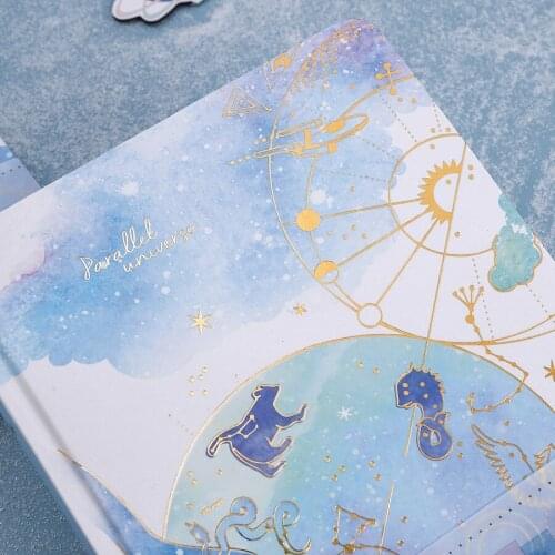 "Parallel Universe" Hard Cover Journal Diary Lined Grid White Papers Beautiful Notebook Notepad