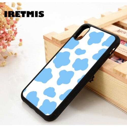 Iretmis 5 5S SE 6 6S TPU Silicone Rubber Phone Case Cover for iPhone 7 8 Plus X Xs 11 12 MINI Pro Max XR Cow blue